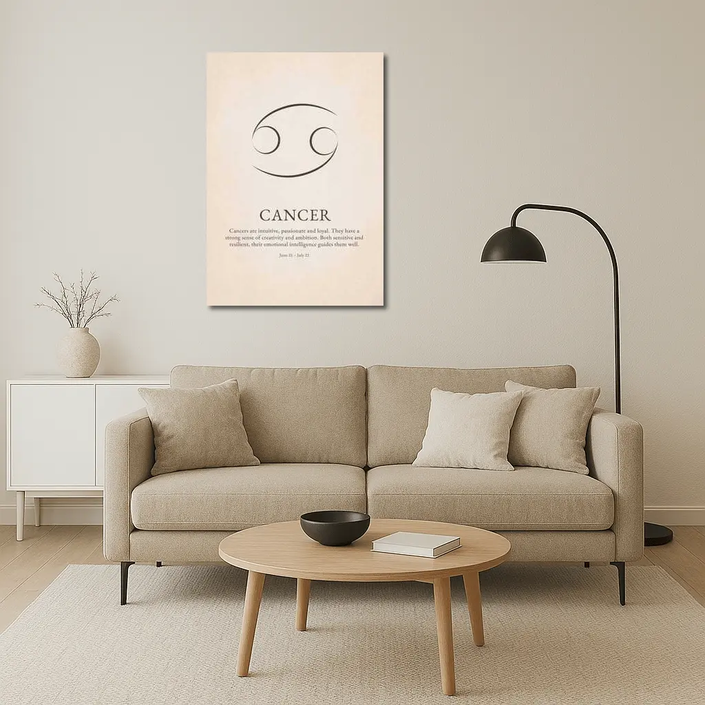 Cancer Zodiac Sign Minimalist Beige Art – Wall Art