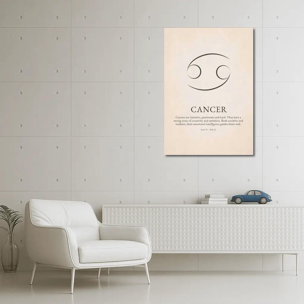 Cancer Zodiac Sign Minimalist Beige Art – Wall Art