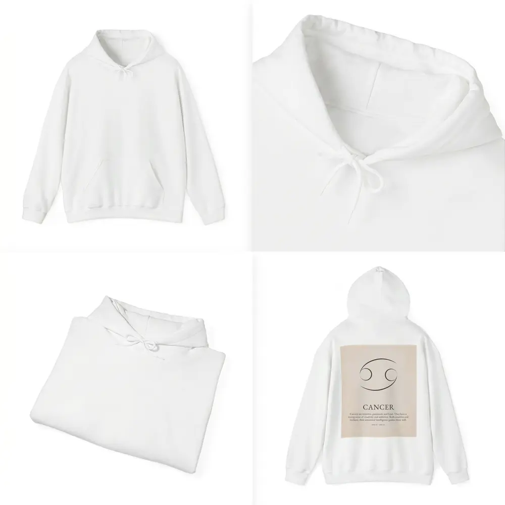 Cancer Zodiac Sign Minimalist Beige Art – Hoodies