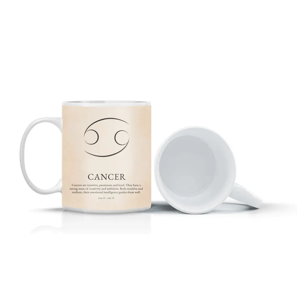 Cancer Zodiac Sign Minimalist Beige Art – Mugs