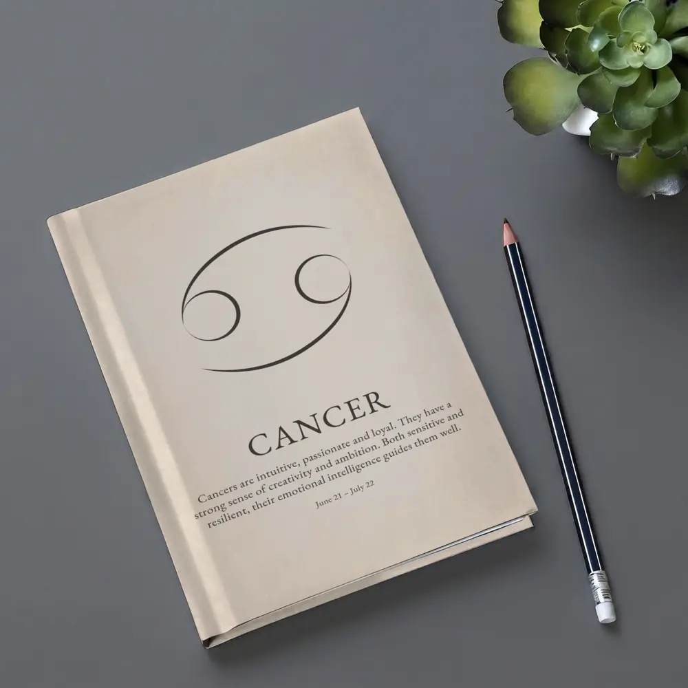 Cancer Zodiac Sign Minimalist Beige Art – Notebooks