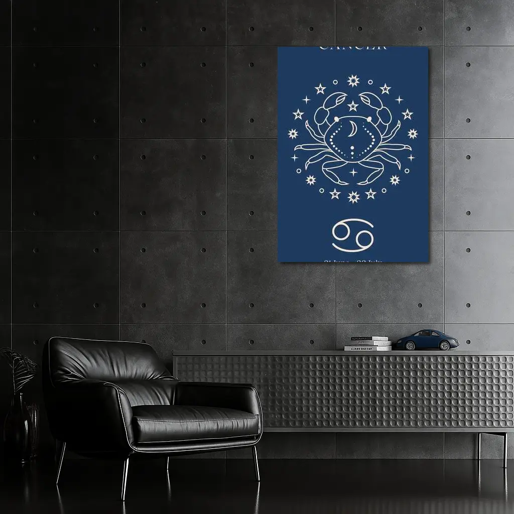 Cancer Zodiac Crab Celestial Dark Blue – Wall Art