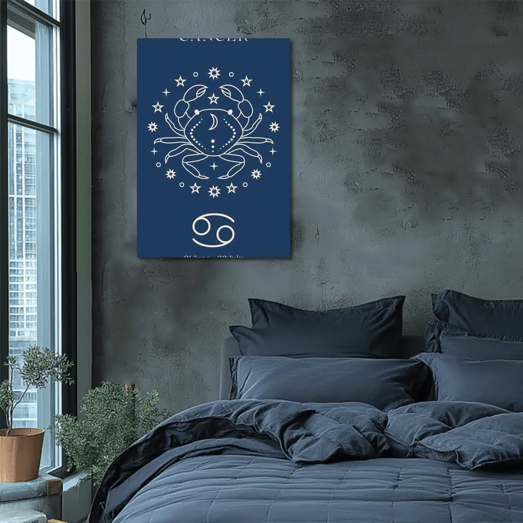 Cancer Zodiac Crab Celestial Dark Blue – Wall Art