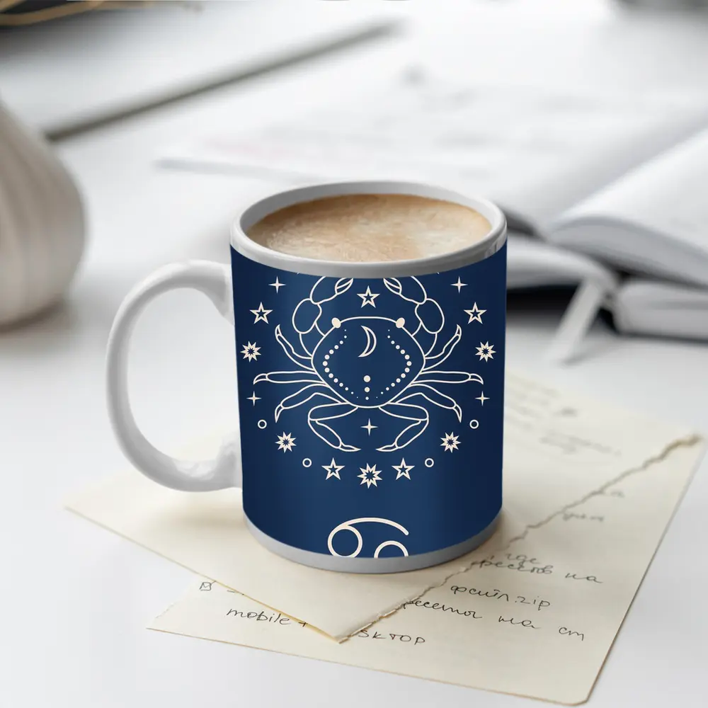 Cancer Zodiac Crab Celestial Dark Blue – Mugs