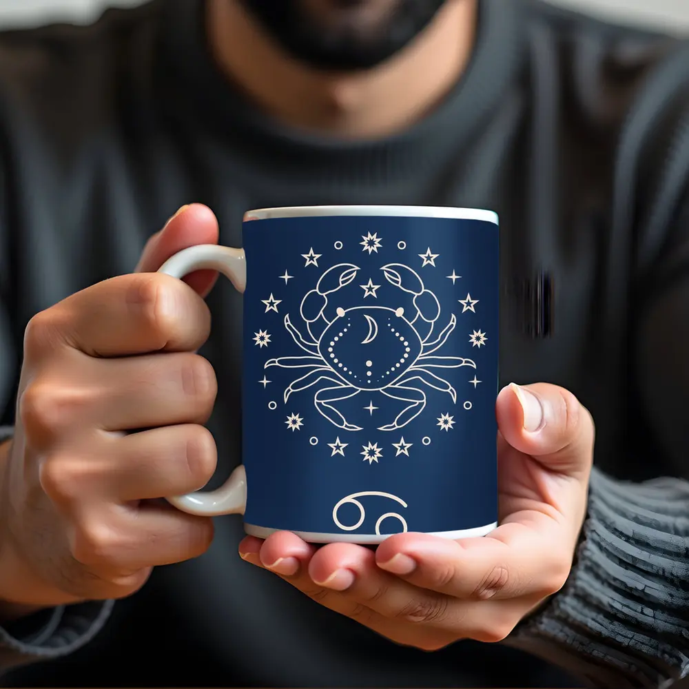 Cancer Zodiac Crab Celestial Dark Blue – Mugs