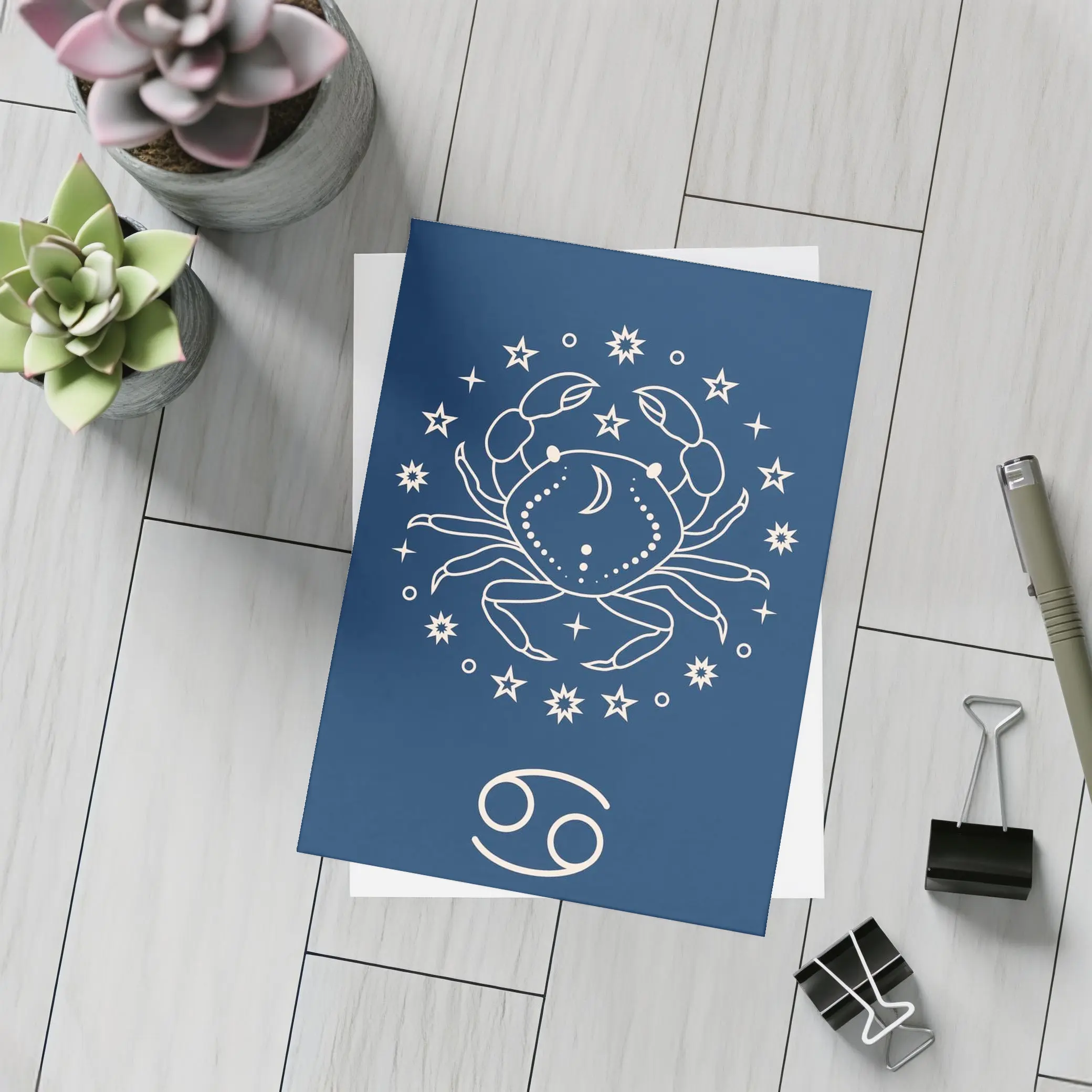 Cancer Zodiac Crab Celestial Dark Blue – Postcards