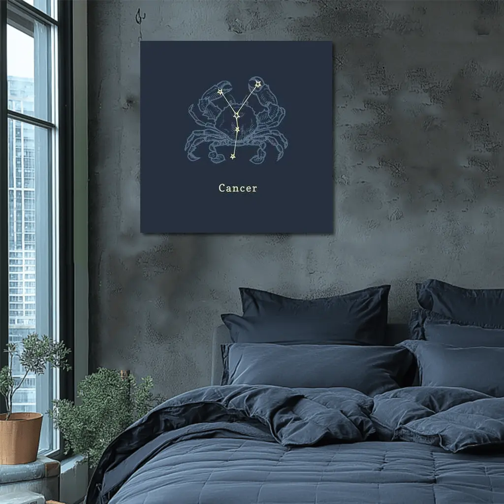 Cancer Zodiac Crab Constellation Dark Blue – Wall Art