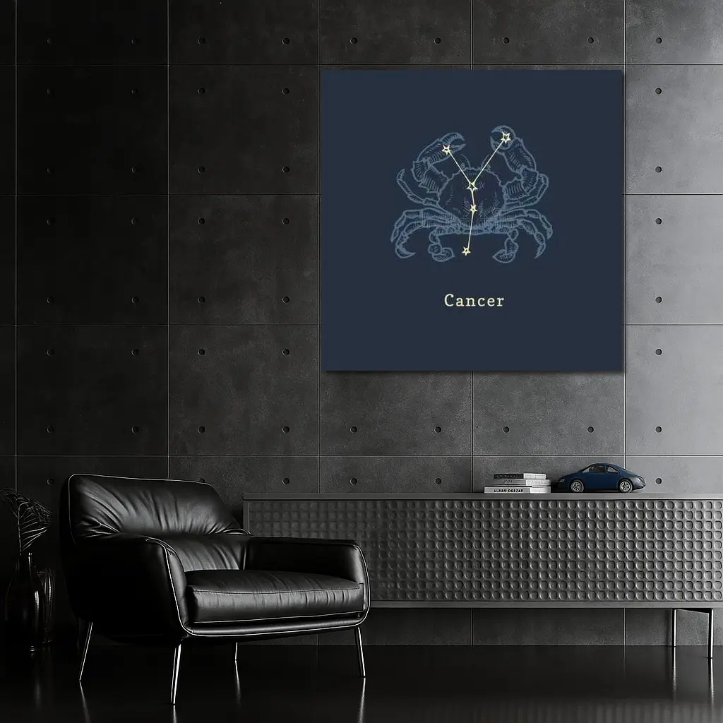 Cancer Zodiac Crab Constellation Dark Blue – Wall Art