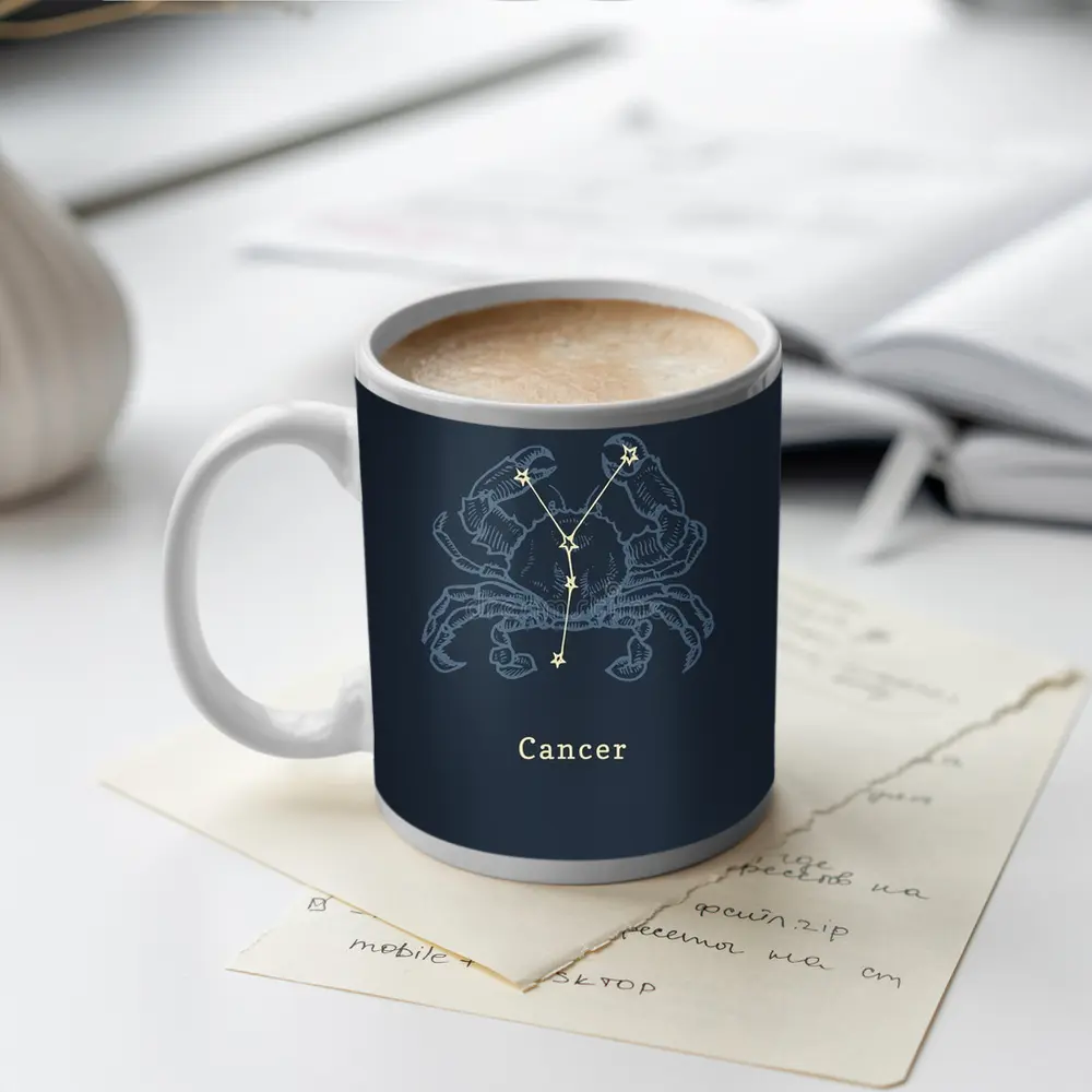 Cancer Zodiac Crab Constellation Dark Blue – Mugs