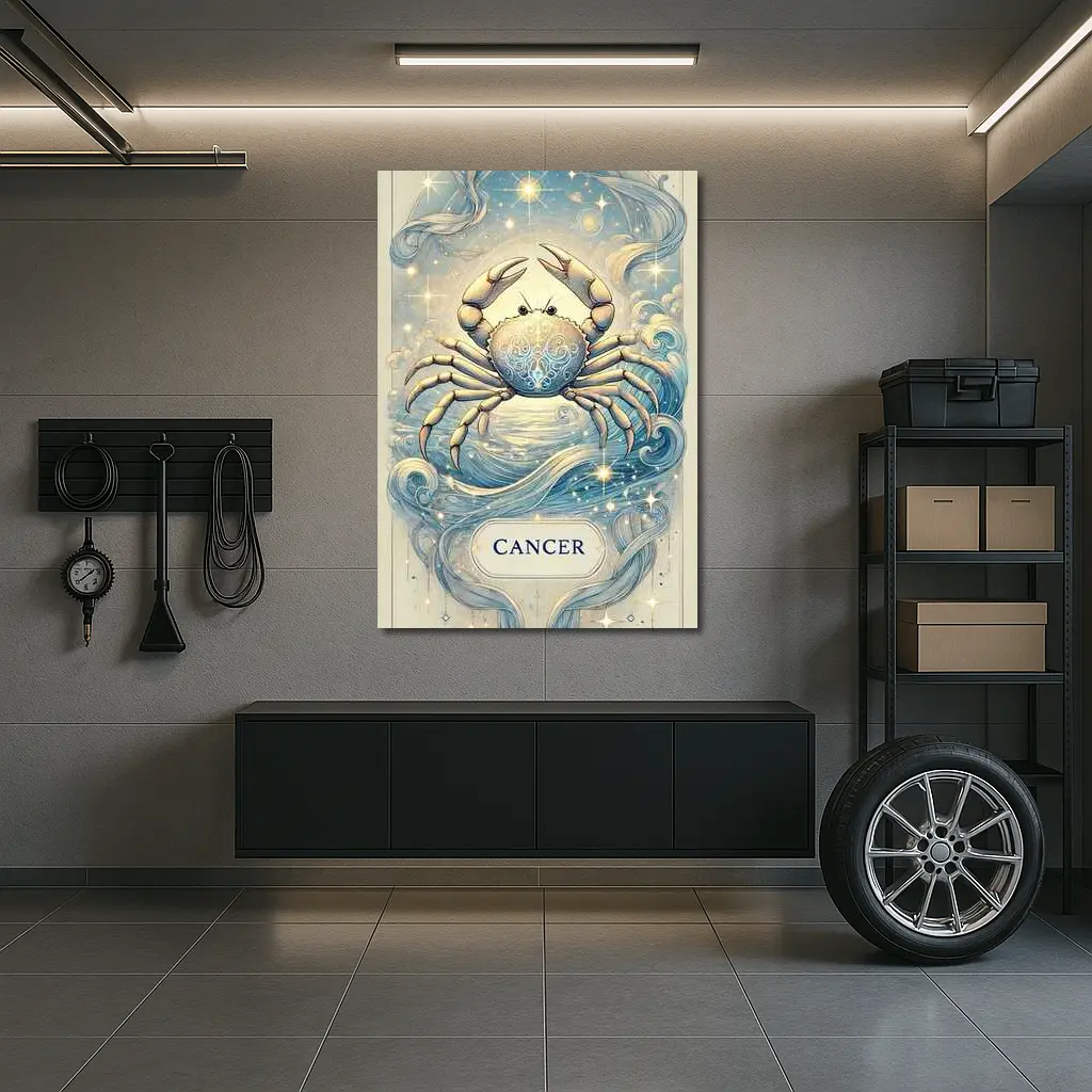Cancer Zodiac Crab Celestial Blue Illustration – Wall Art