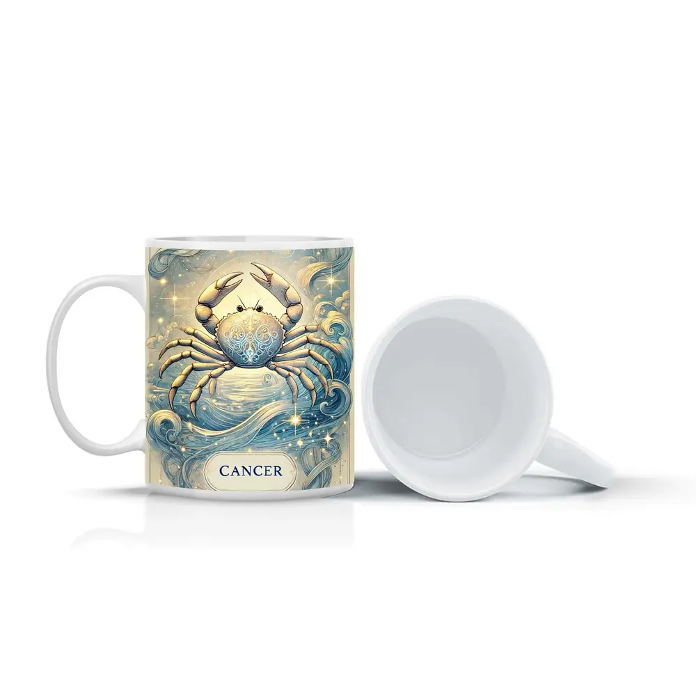 Cancer Zodiac Crab Celestial Blue Illustration – Mugs