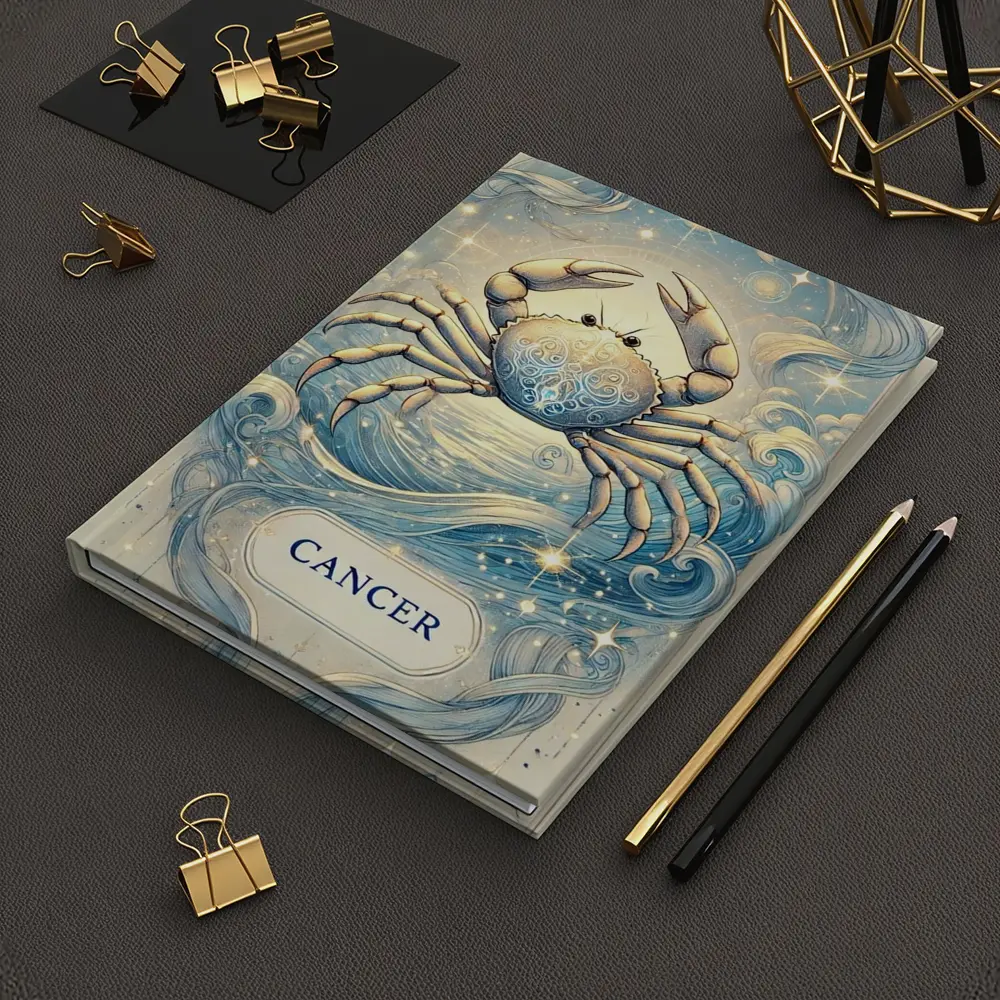 Cancer Zodiac Crab Celestial Blue Illustration – Notebooks