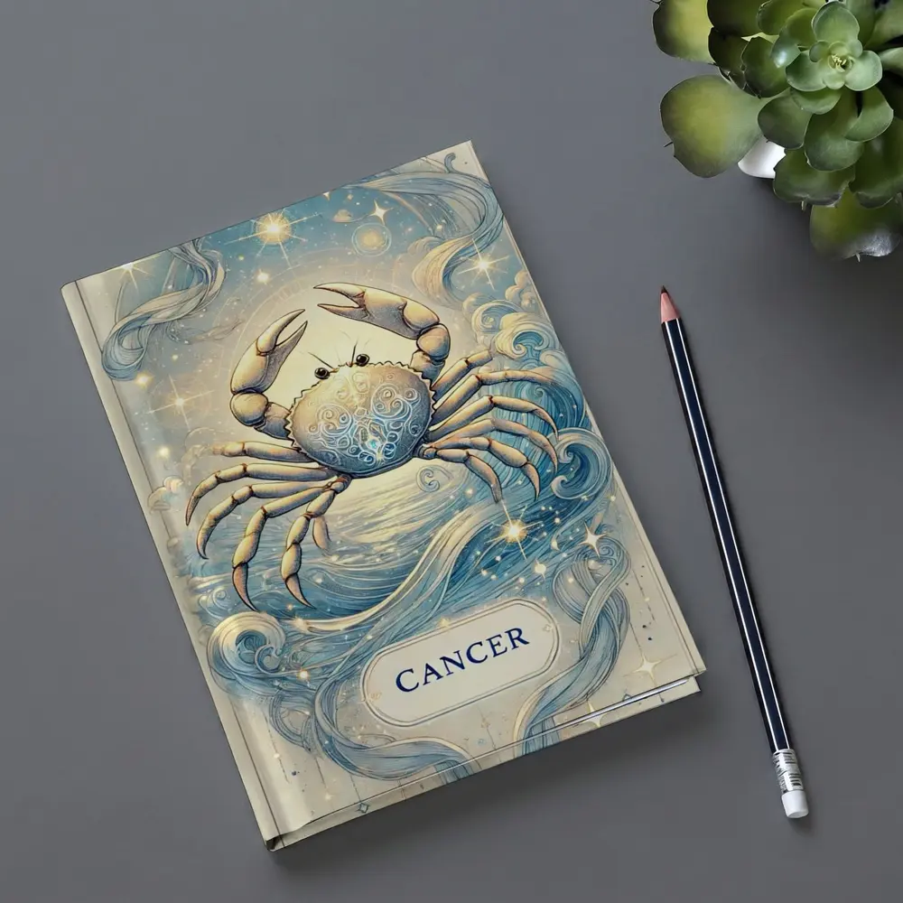 Cancer Zodiac Crab Celestial Blue Illustration – Notebooks
