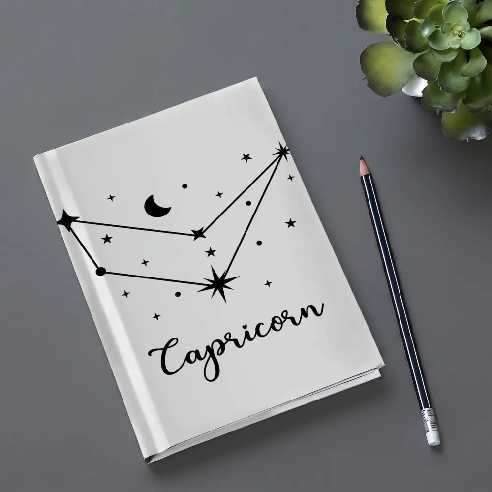 Capricorn Constellation Stars Moon Black White – Notebooks