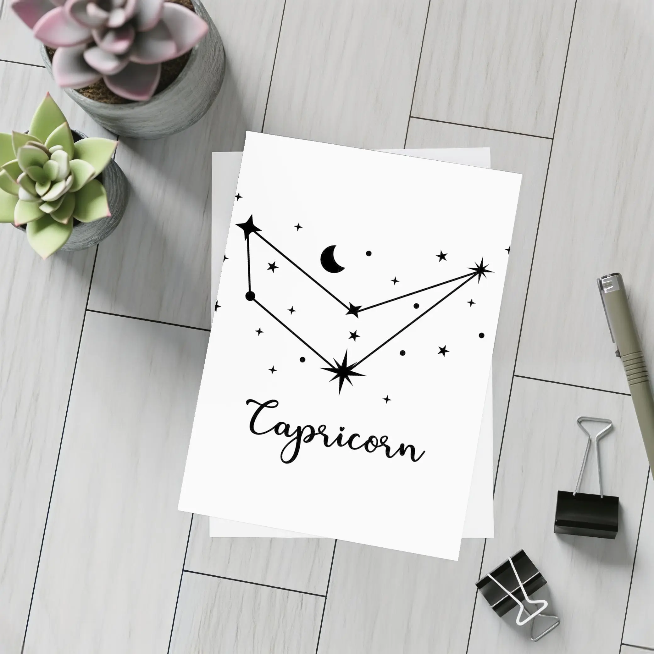 Capricorn Constellation Stars Moon Black White – Postcards