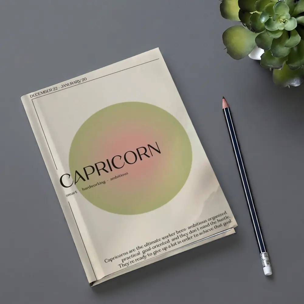 Capricorn Zodiac Sign Minimal Sage Circle – Notebooks