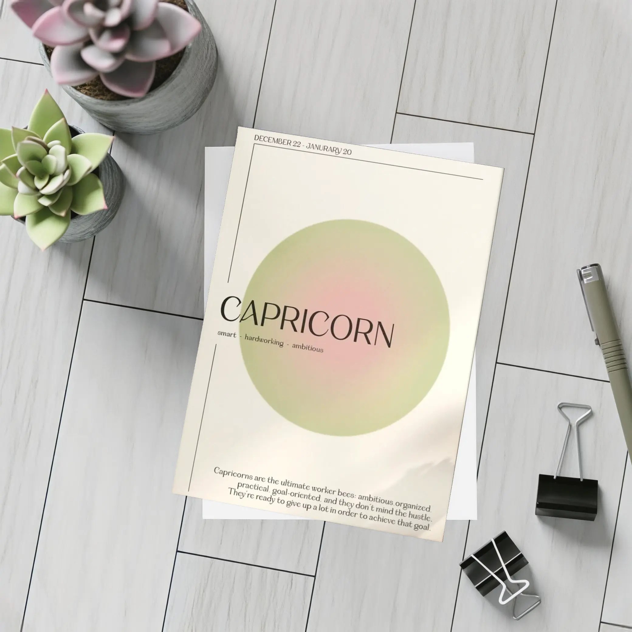 Capricorn Zodiac Sign Minimal Sage Circle – Postcards