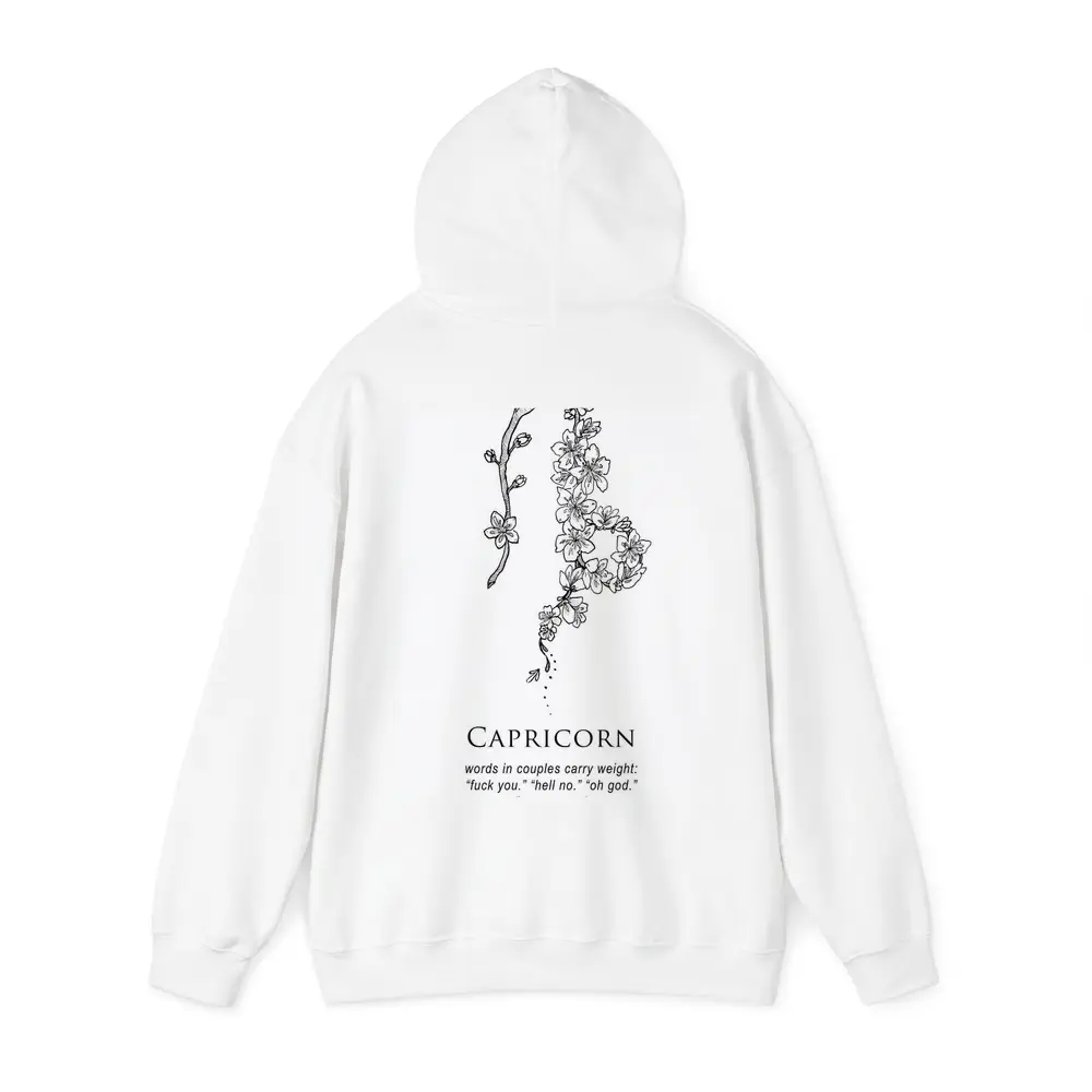 Capricorn Zodiac Floral Botanical Black White – Hoodies