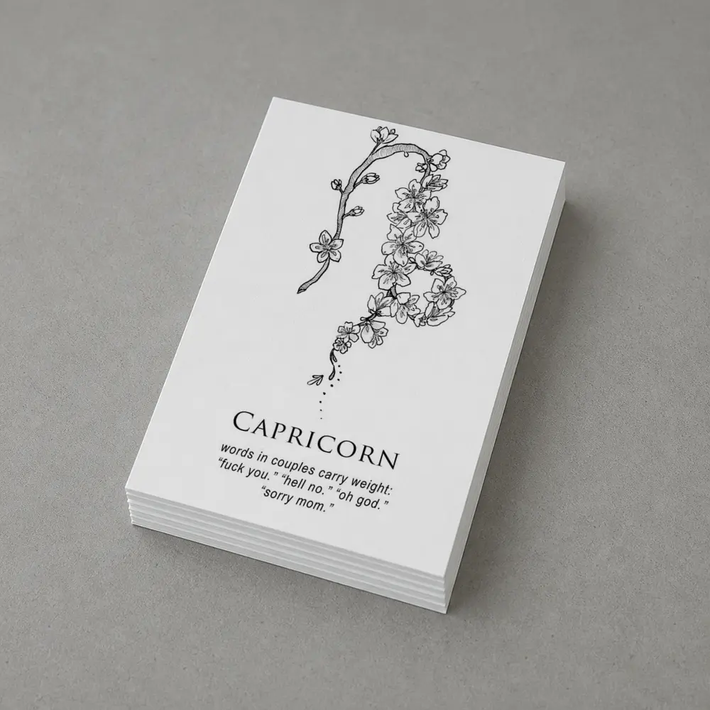Capricorn Zodiac Floral Botanical Black White – Postcards