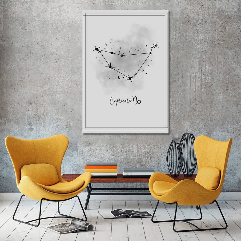 Capricorn Constellation Star Map Gray Art – Wall Art
