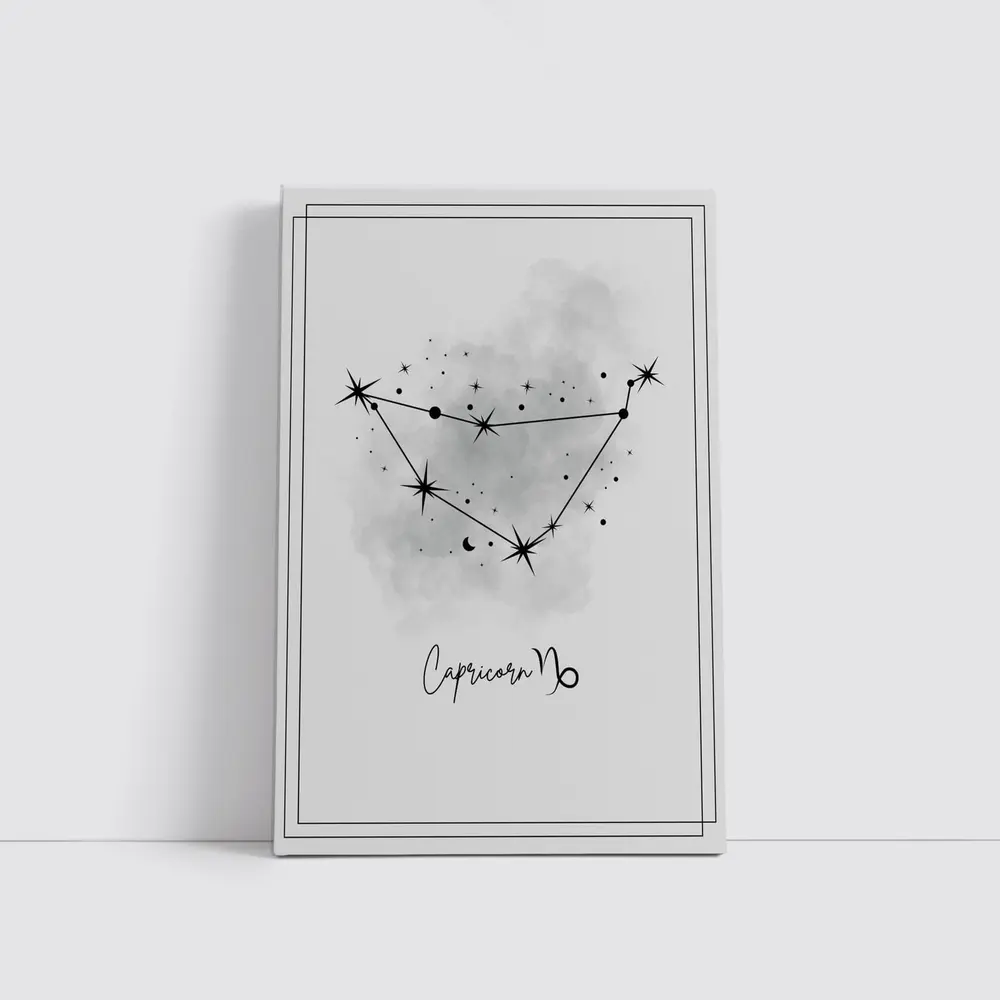 Capricorn Constellation Star Map Gray Art – Wall Art
