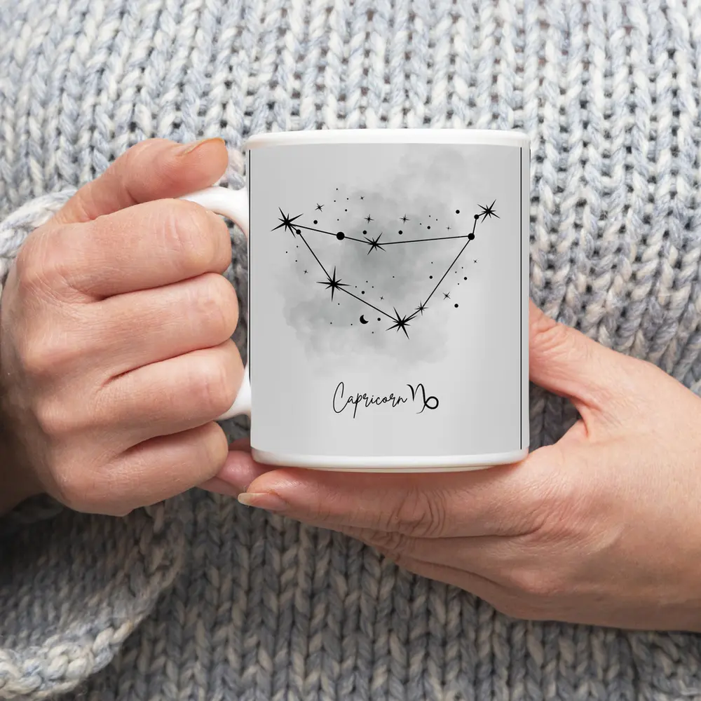 Capricorn Constellation Star Map Gray Art – Mugs