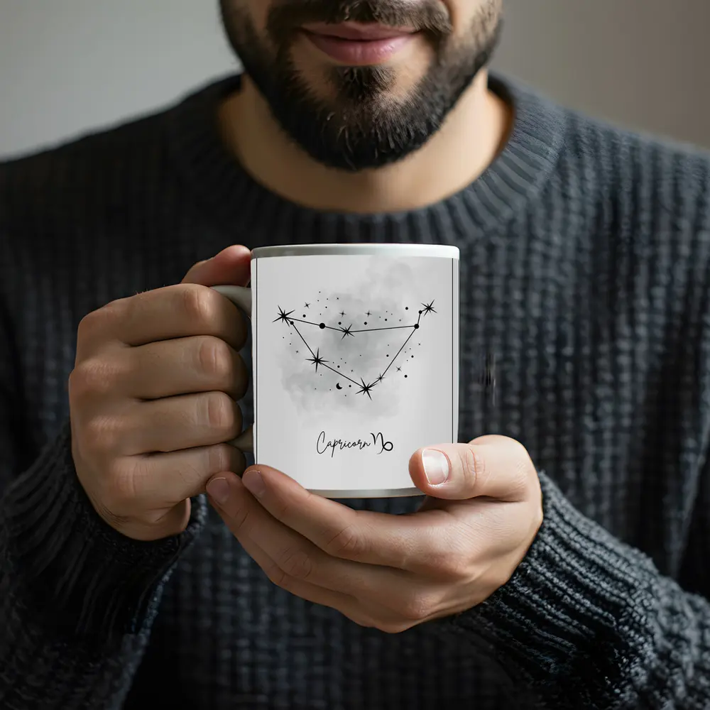 Capricorn Constellation Star Map Gray Art – Mugs