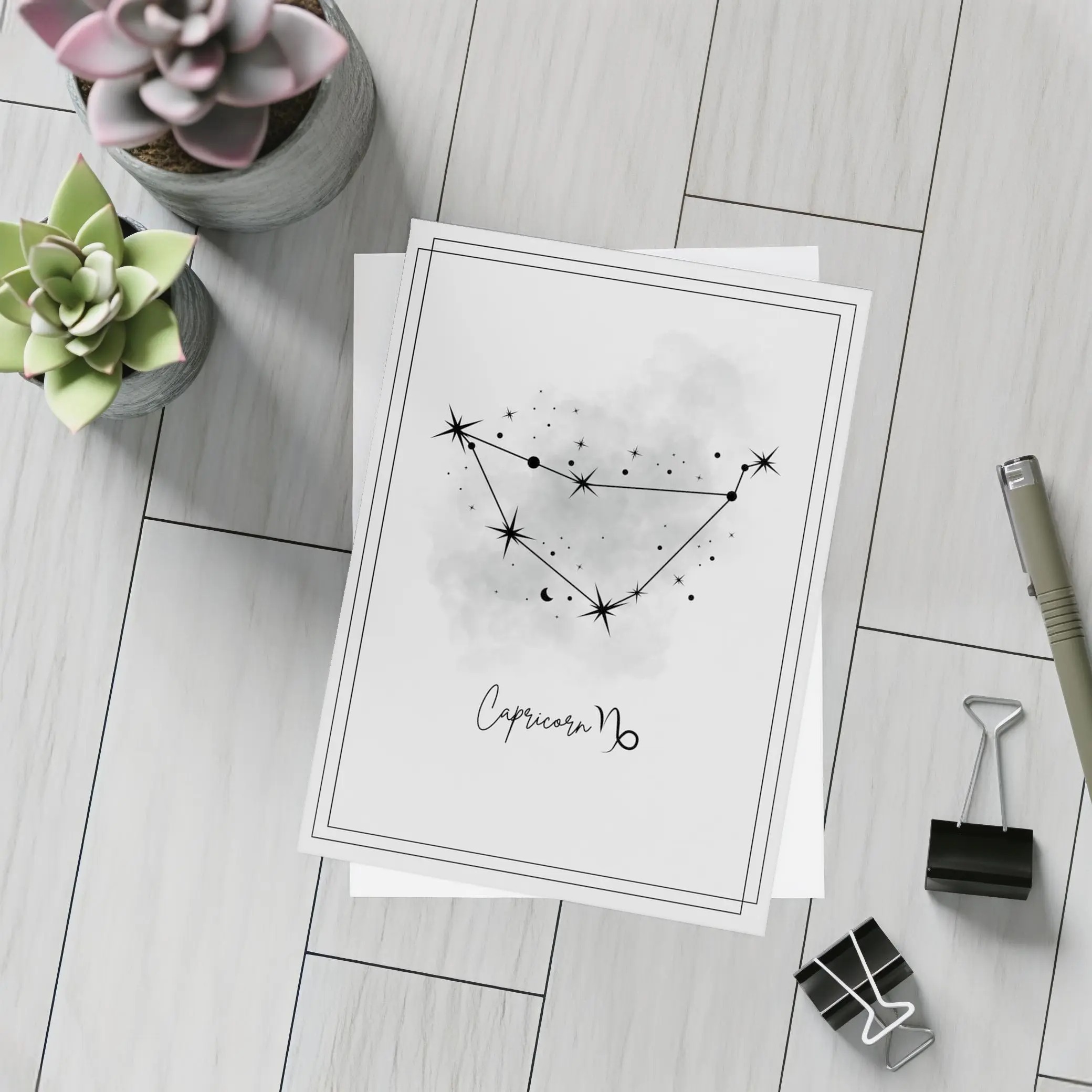 Capricorn Constellation Star Map Gray Art – Postcards