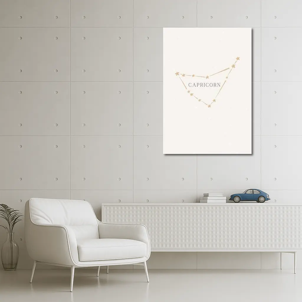 Capricorn Constellation Stars Beige Minimal Art – Wall Art