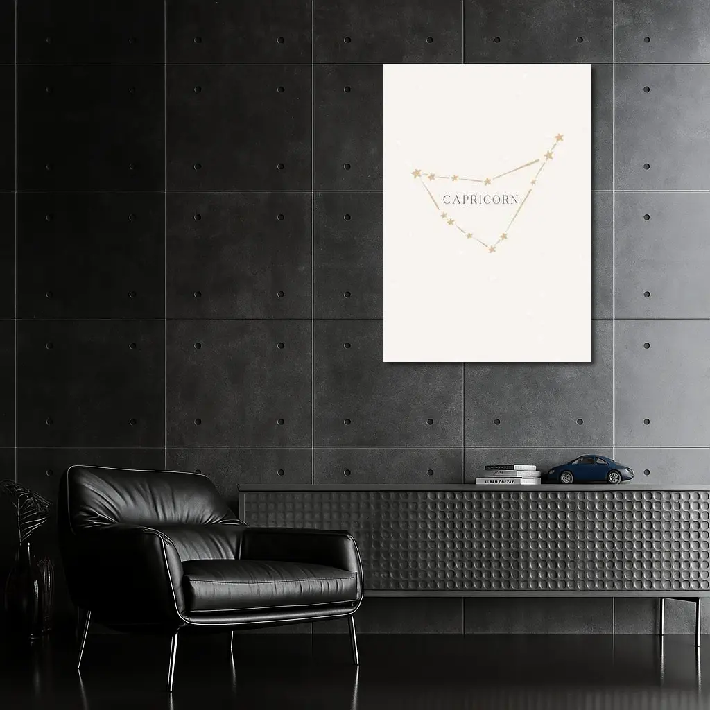 Capricorn Constellation Stars Beige Minimal Art – Wall Art