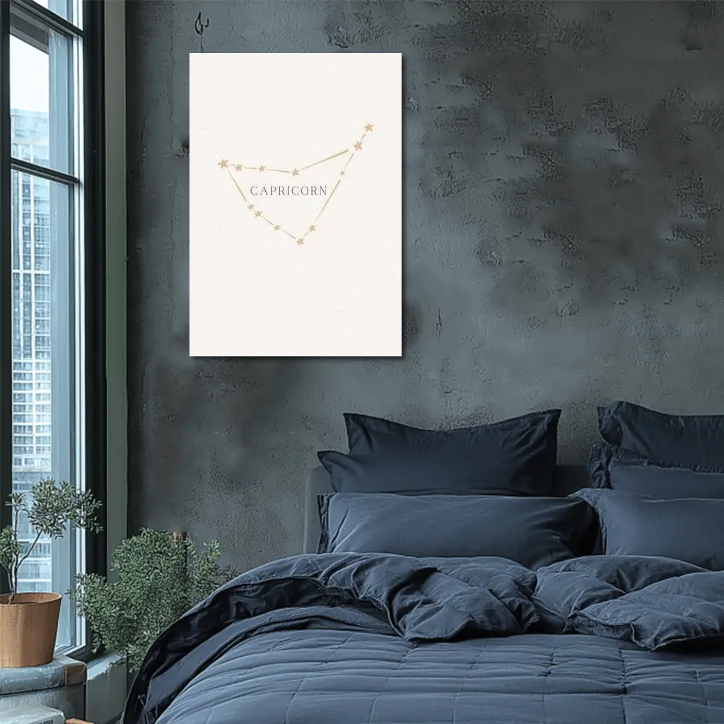 Capricorn Constellation Stars Beige Minimal Art – Wall Art