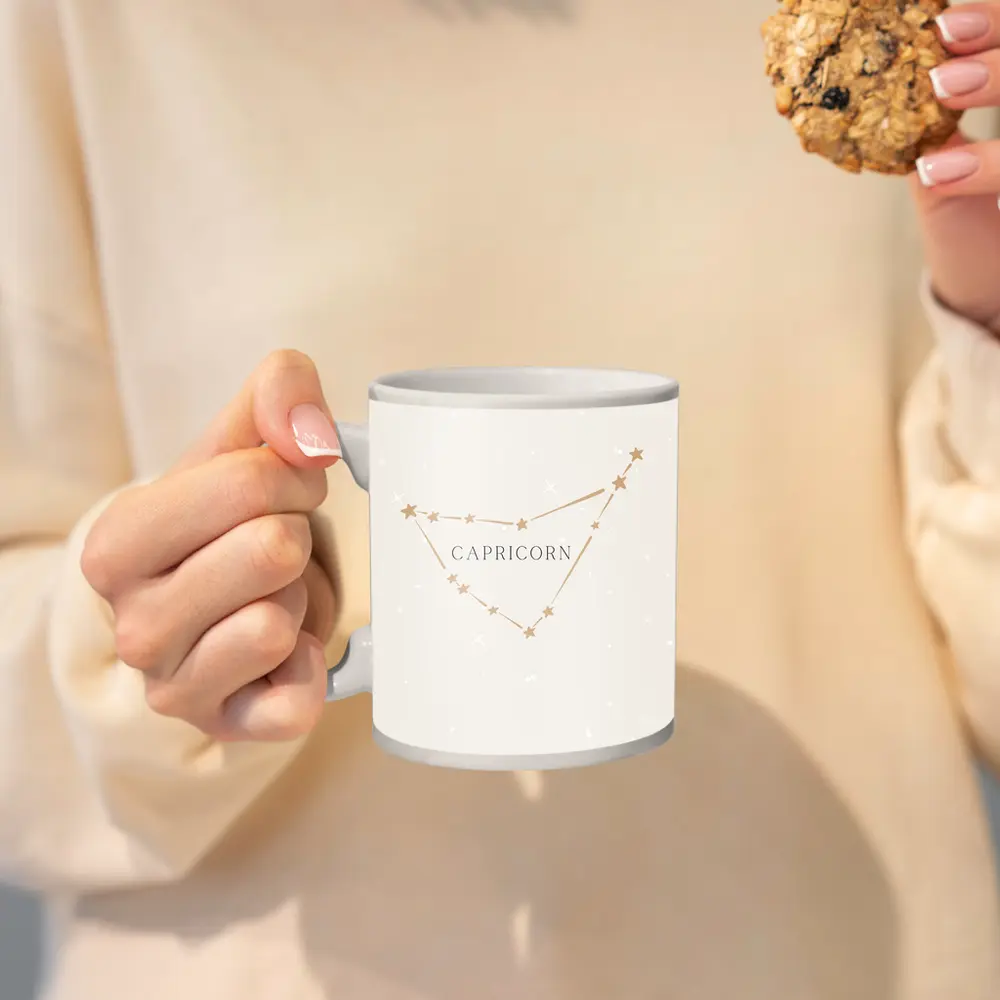 Capricorn Constellation Stars Beige Minimal Art – Mugs