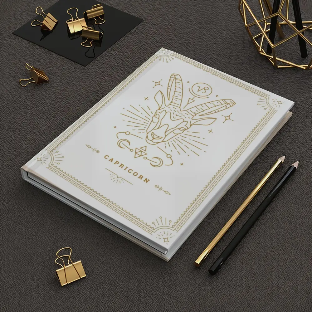 Capricorn Zodiac Sign Gold Line Art – Notebooks
