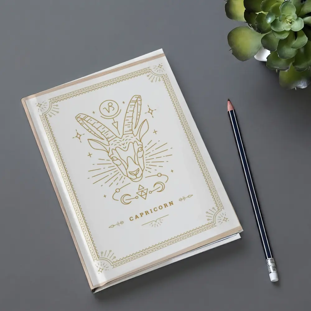 Capricorn Zodiac Sign Gold Line Art – Notebooks