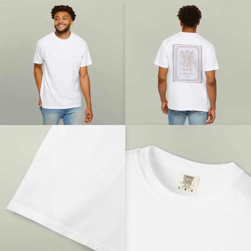 Capricorn Zodiac Sign Gold Line Art – T-Shirts