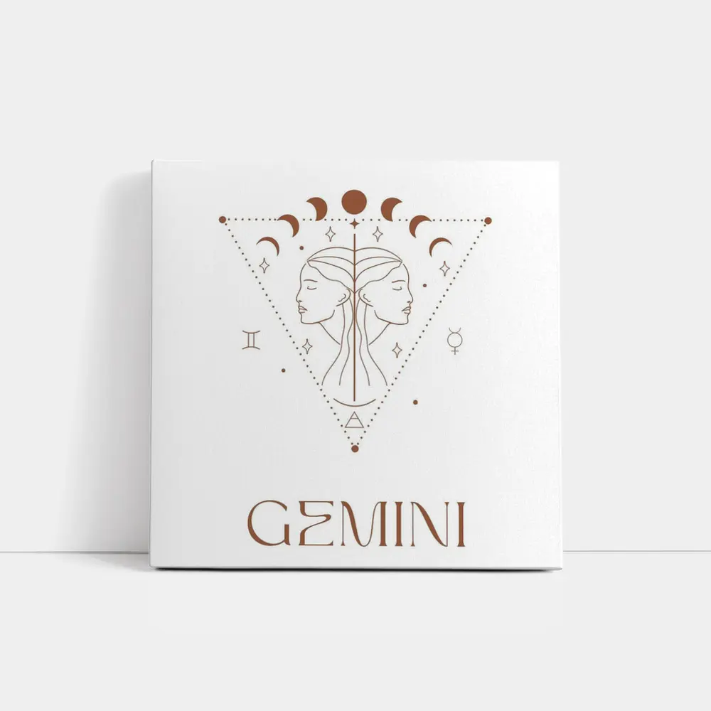 Gemini Zodiac Sign Celestial Line Art – Wall Art