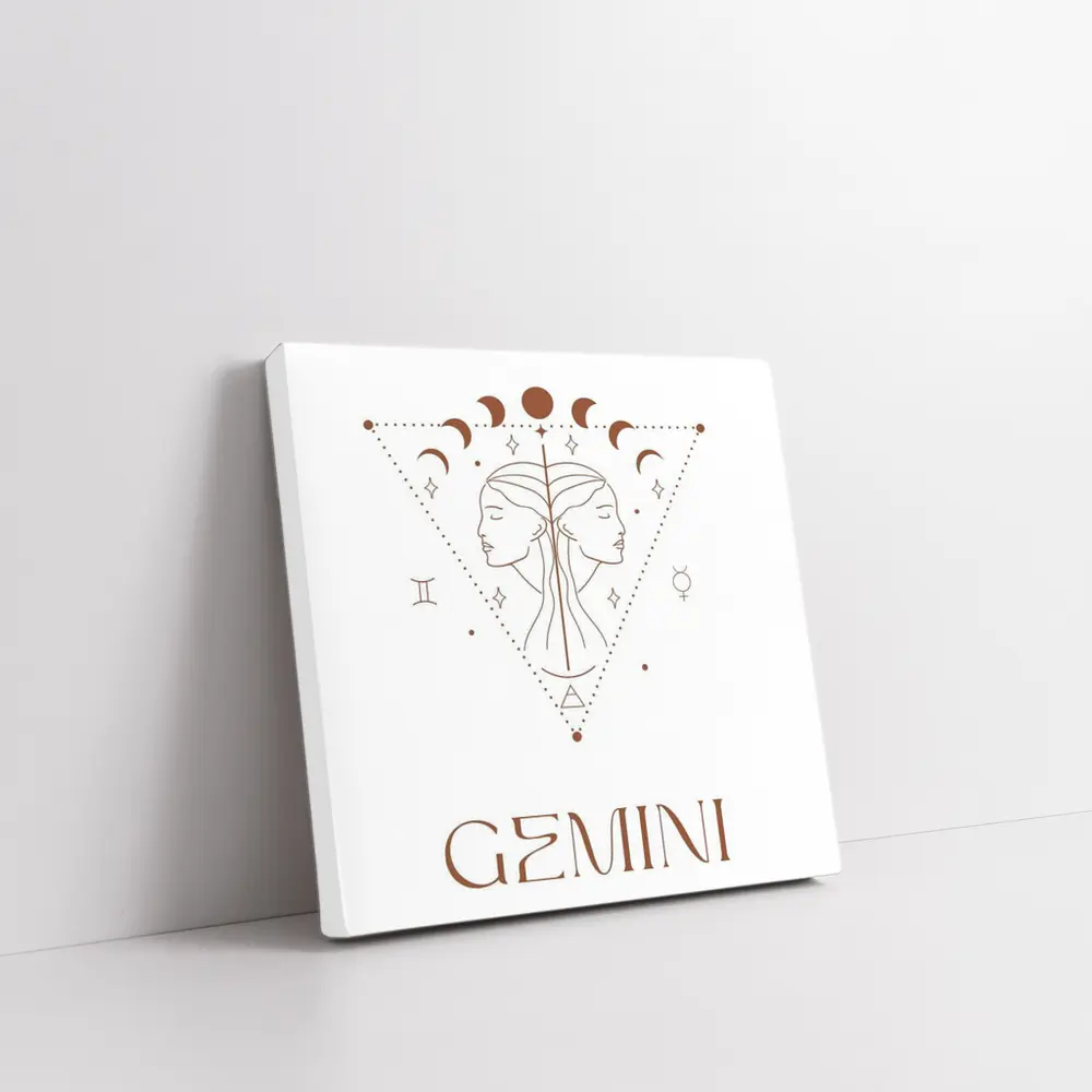 Gemini Zodiac Sign Celestial Line Art – Wall Art