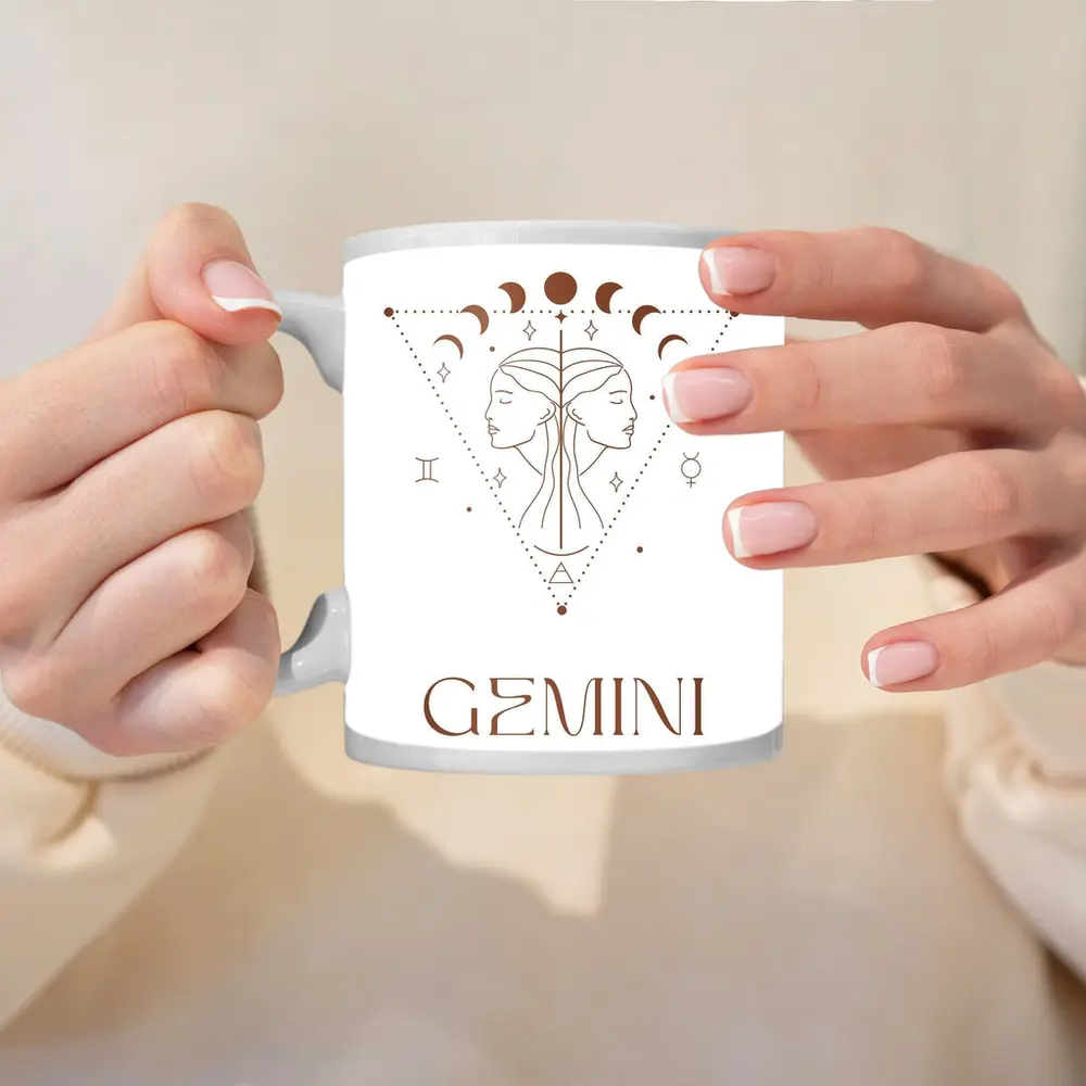 Gemini Zodiac Sign Celestial Line Art – Mugs