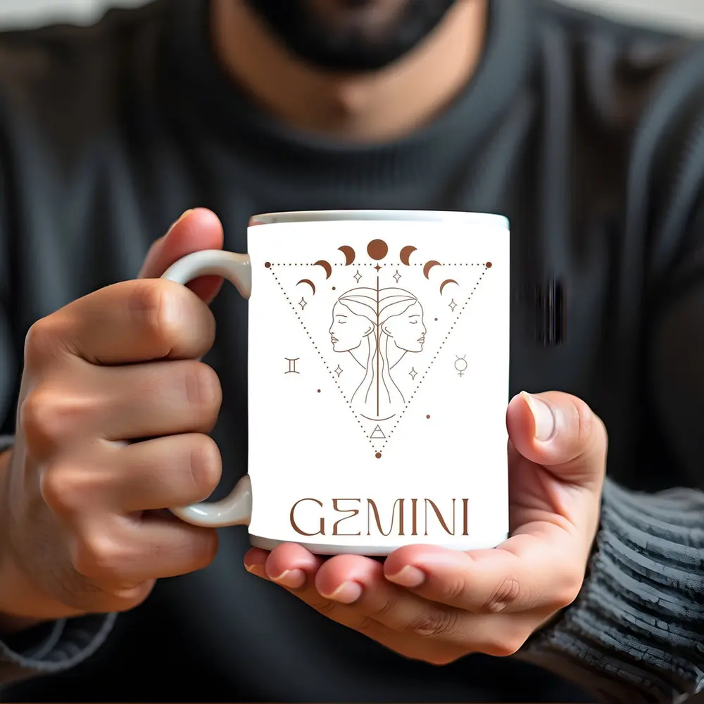 Gemini Zodiac Sign Celestial Line Art – Mugs