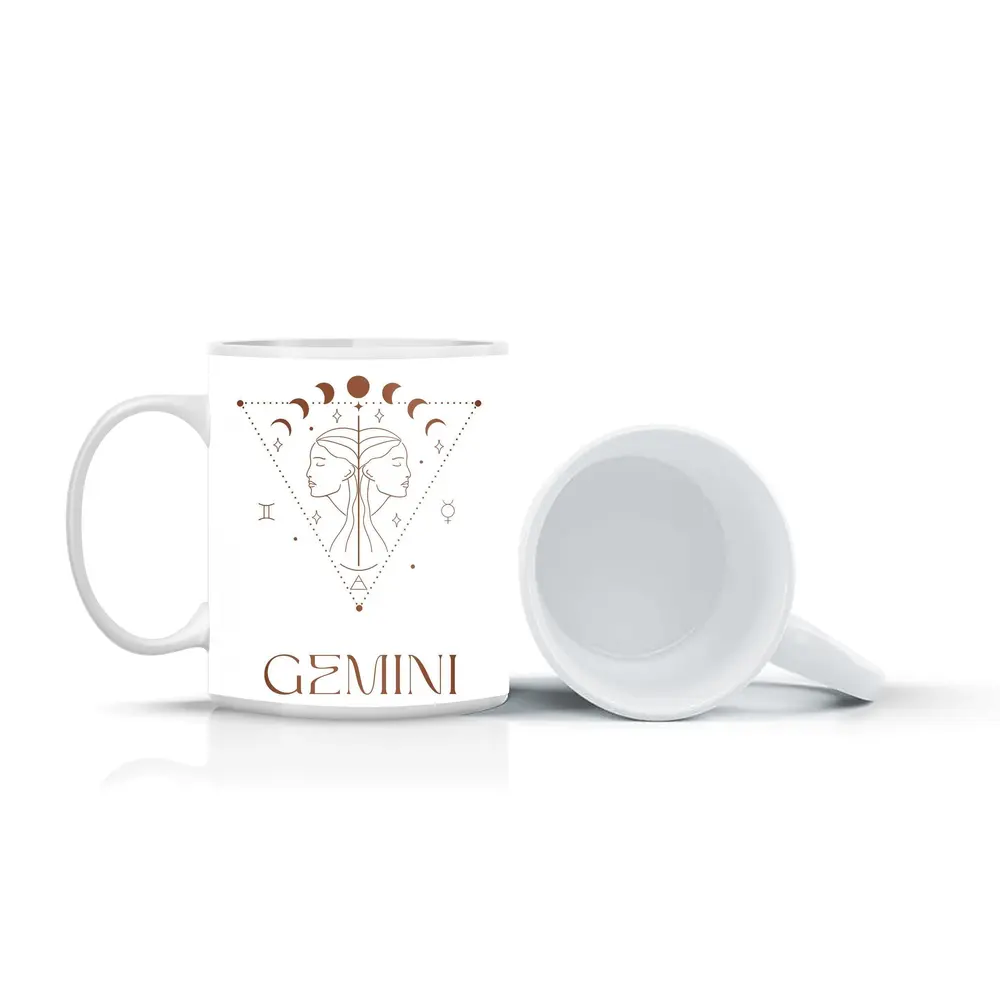 Gemini Zodiac Sign Celestial Line Art – Mugs