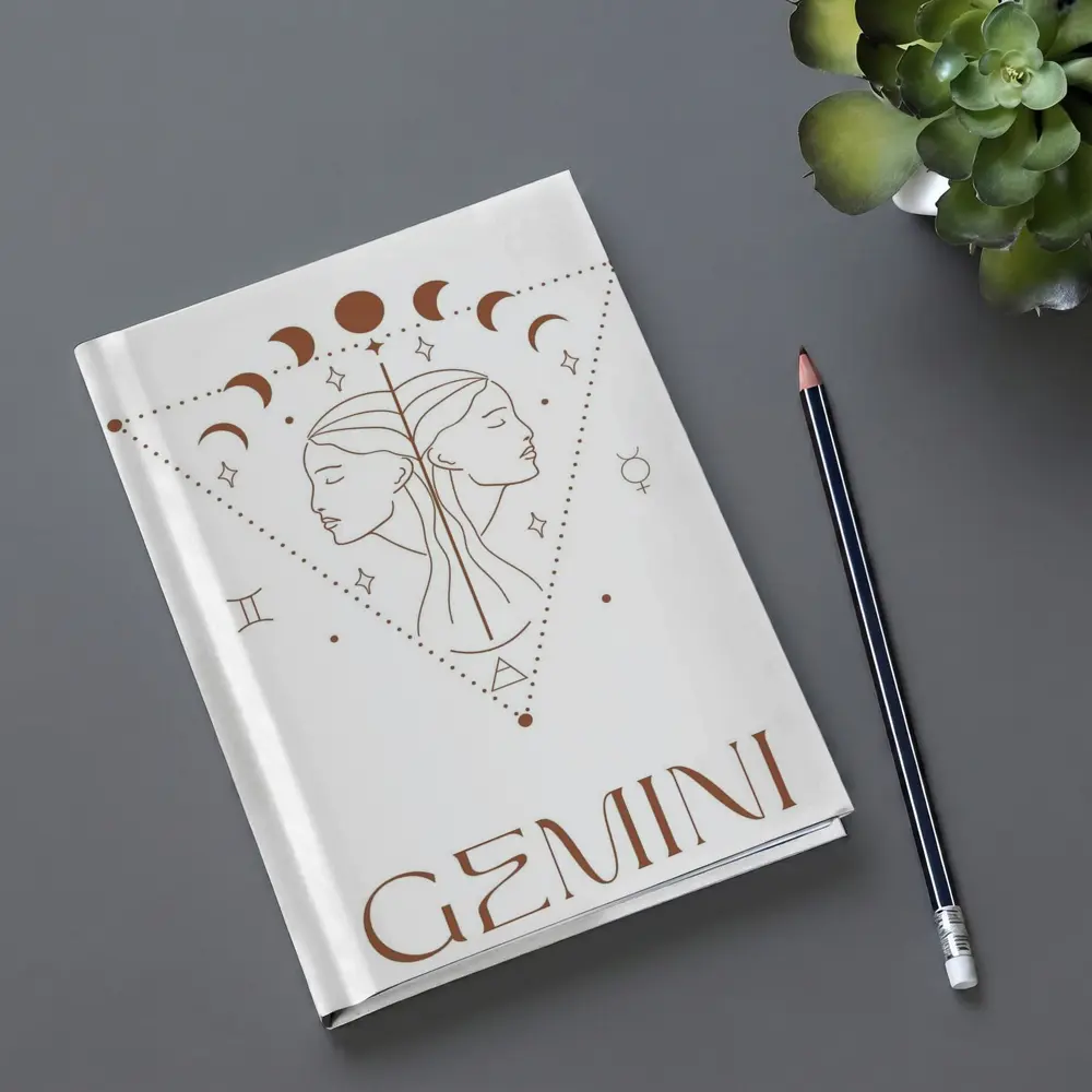 Gemini Zodiac Sign Celestial Line Art – Notebooks