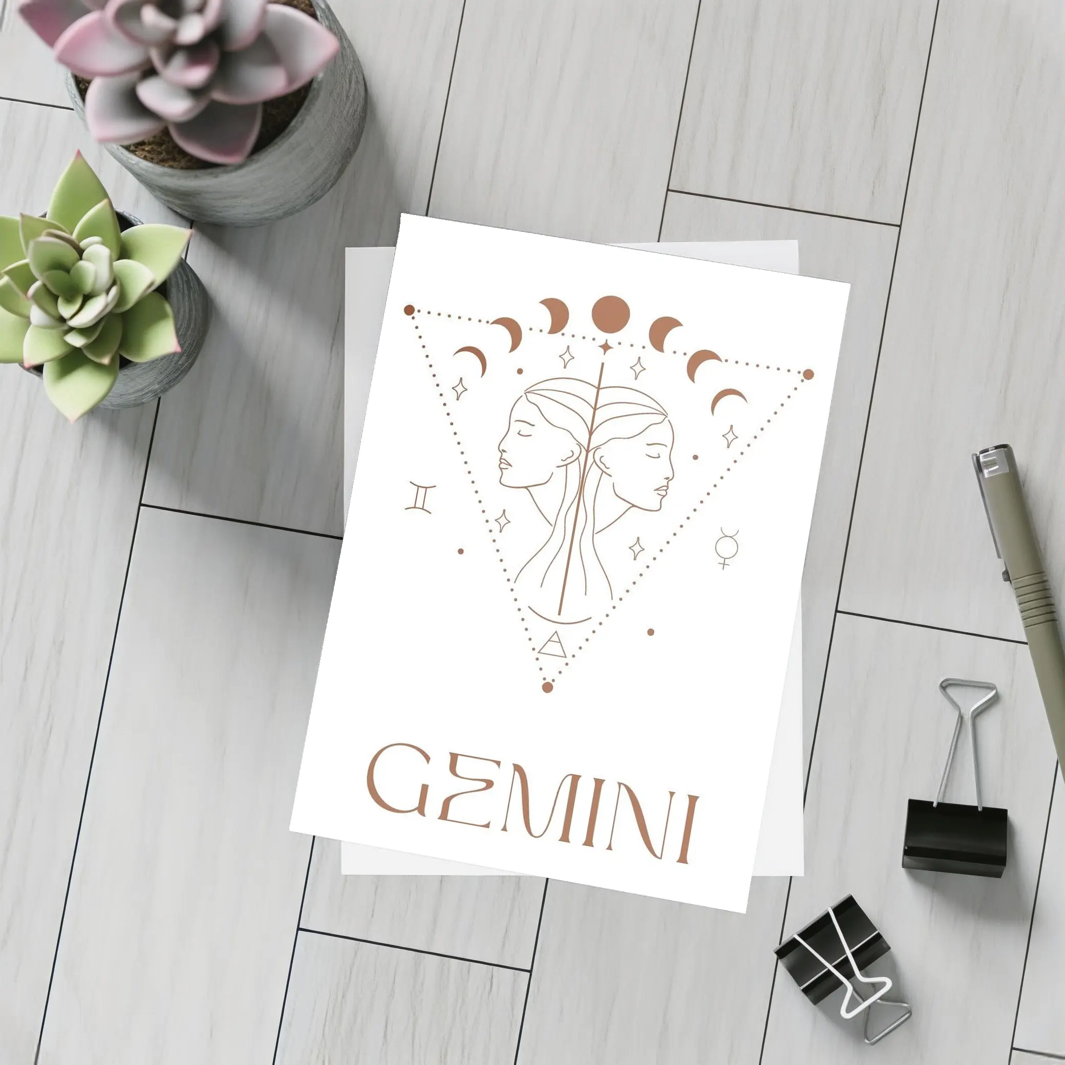 Gemini Zodiac Sign Celestial Line Art – Postcards