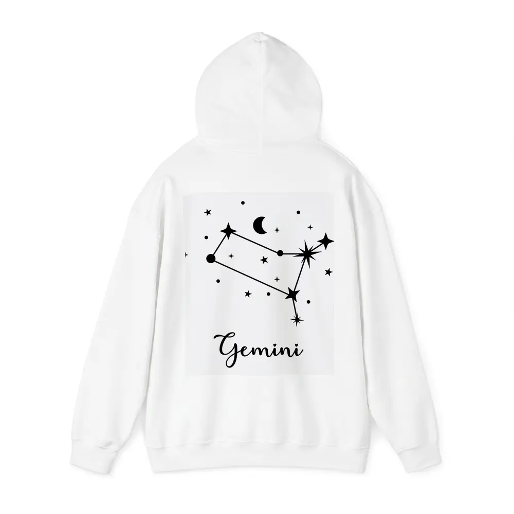 Gemini Constellation Stars Moon Black White – Hoodies