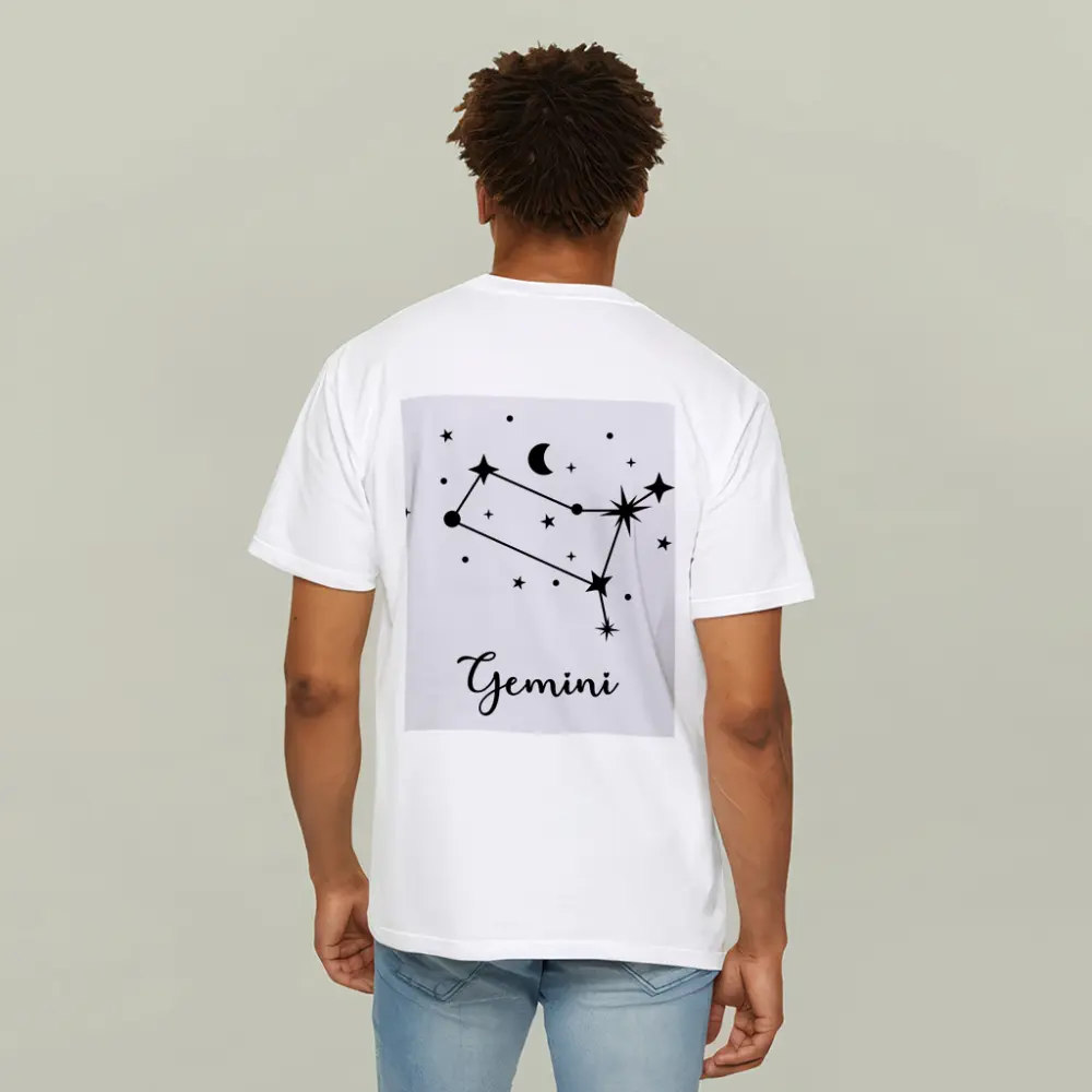 Gemini Constellation Stars Moon Black White – T-Shirts