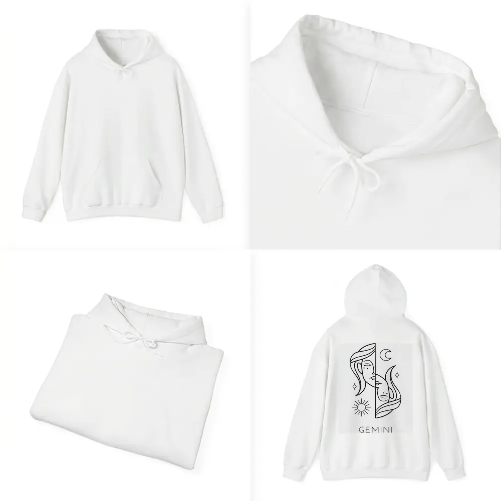 Gemini Zodiac Sign Line Art White – Hoodies