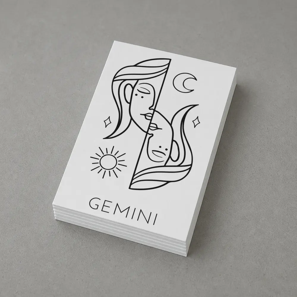 Gemini Zodiac Sign Line Art White – Postcards