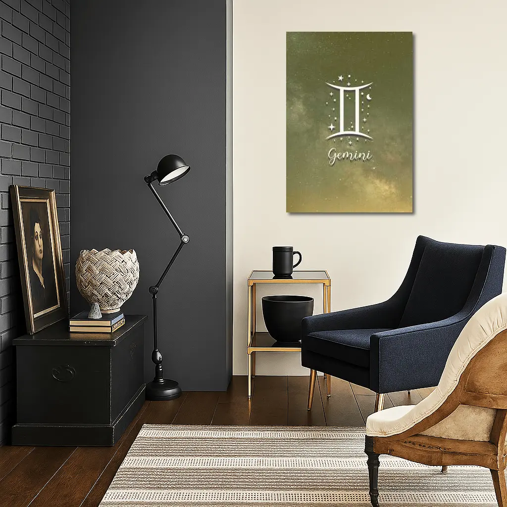 Gemini Zodiac Symbol Starry Night Sky – Wall Art