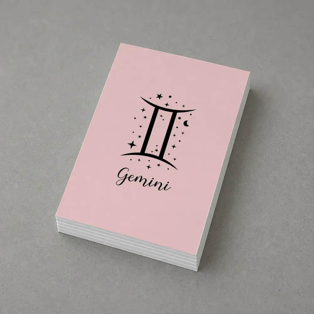 Gemini Zodiac Sign Black Pink Background – Postcards