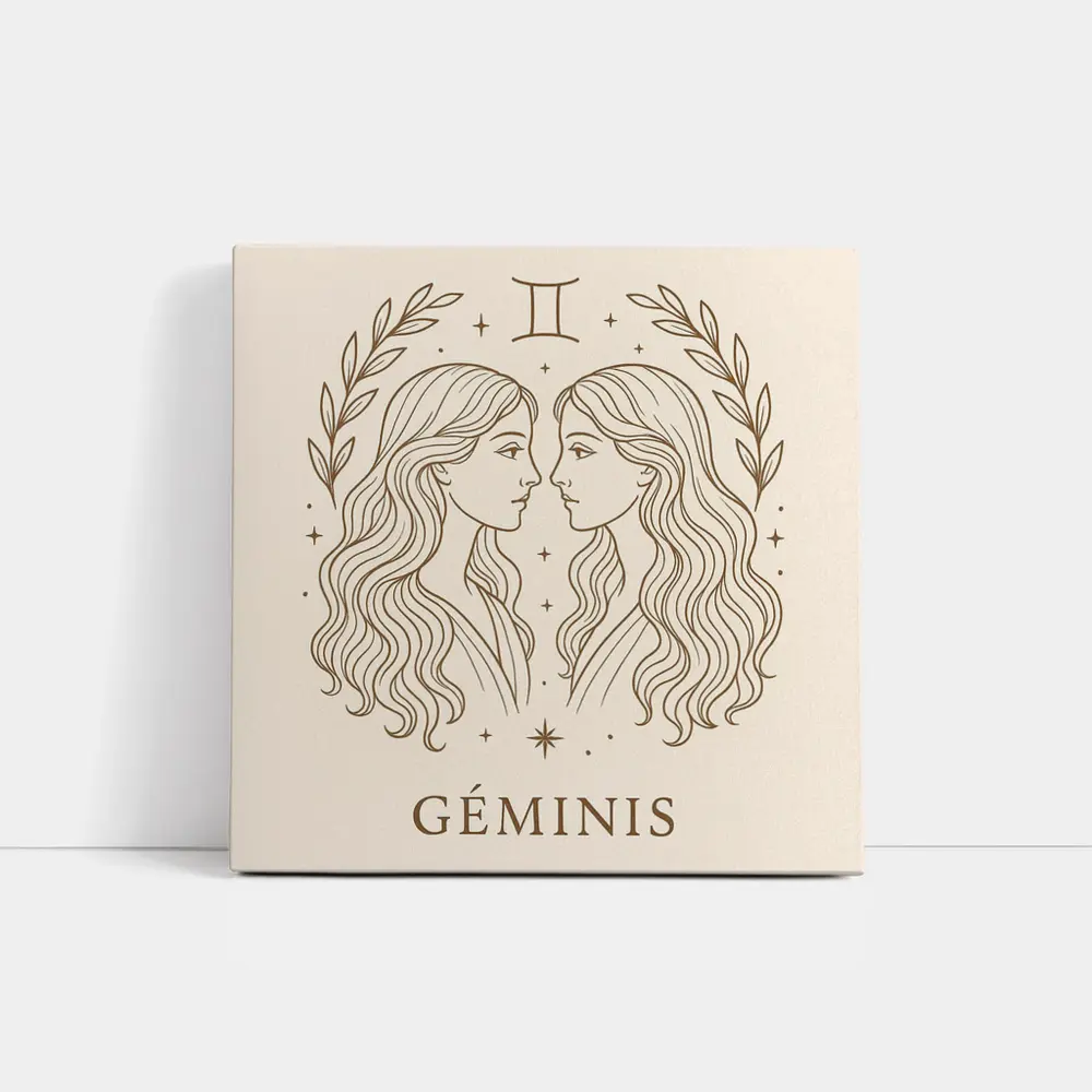 Gemini Zodiac Sign Line Art Beige – Wall Art