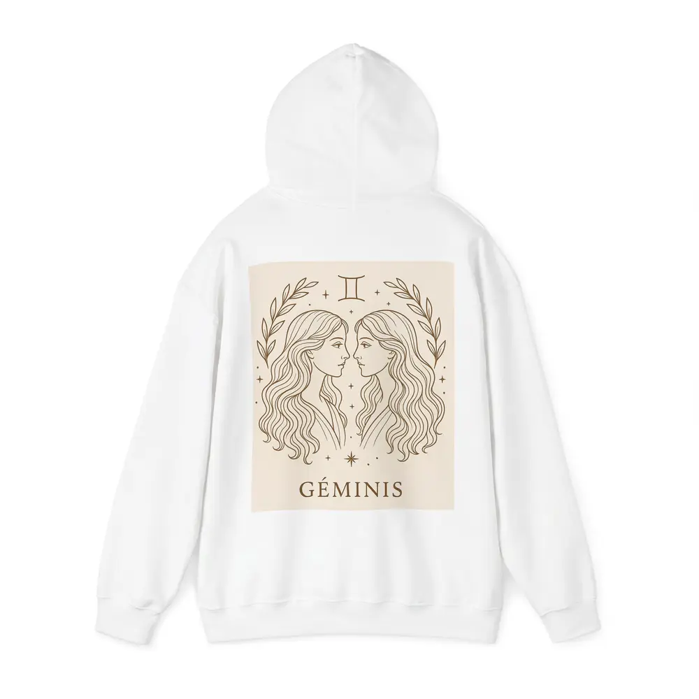 Gemini Zodiac Sign Line Art Beige – Hoodies